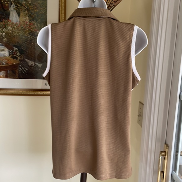 IZOD PERFORMANCE BASIX SLEEVELESS TOP BROWN WHITE SIZE S Excellent Condition! - Picture 3 of 8